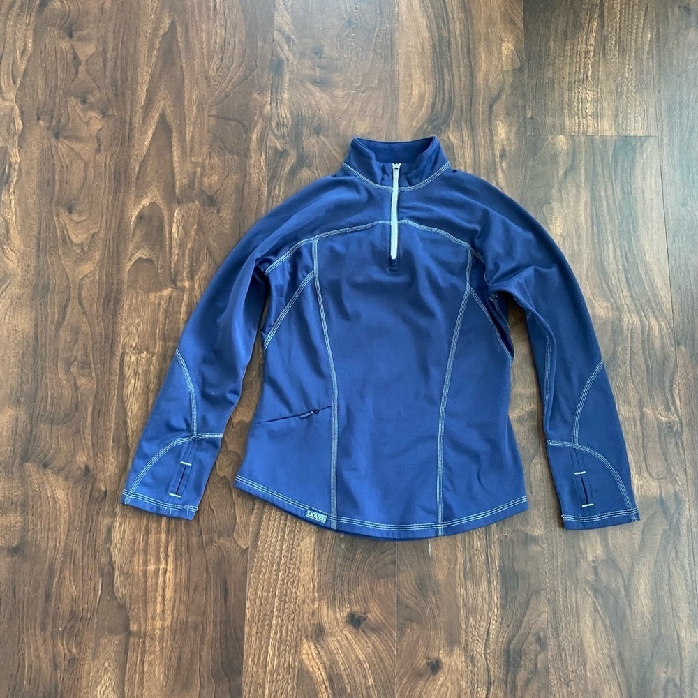 Dover Saddlery Kids 1/4 Zip Pull Over Fleece Jacket Navy Blue 
Size  Large